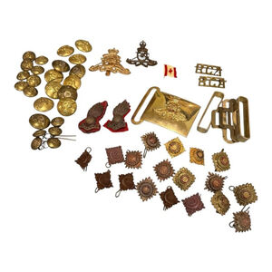 Vintage Canadian Military Badge Button Lot Royal Canadian Artillery RCA Gold